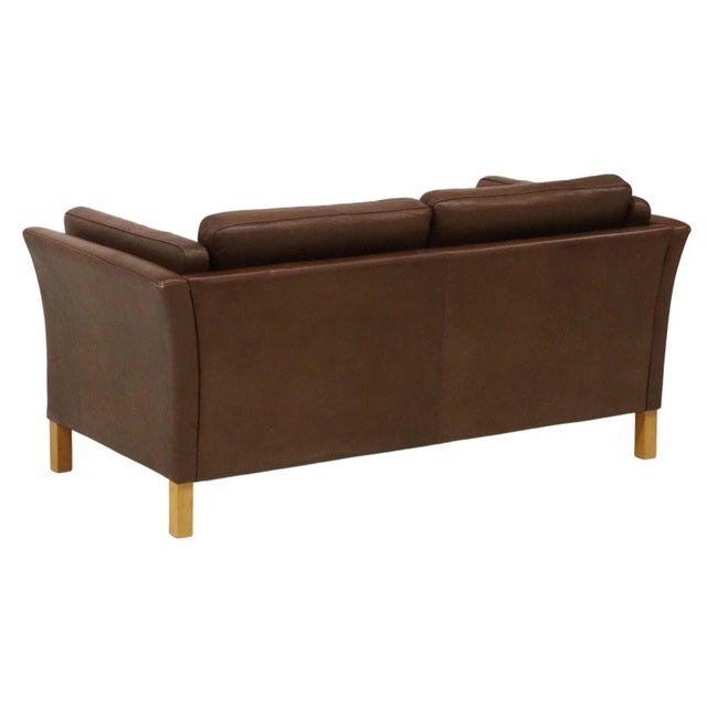1960s Mid-Century Modern Leather Settee Sofa Attributed to Mogens Hansen For Sale - Image 5 of 6