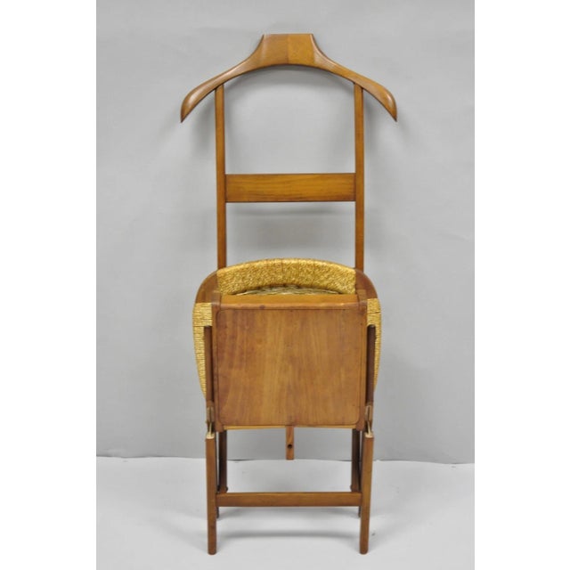 Vintage Mid Century Italian Modern Beech Wood Clothing Valet Chair Seat (A) For Sale - Image 18 of 18