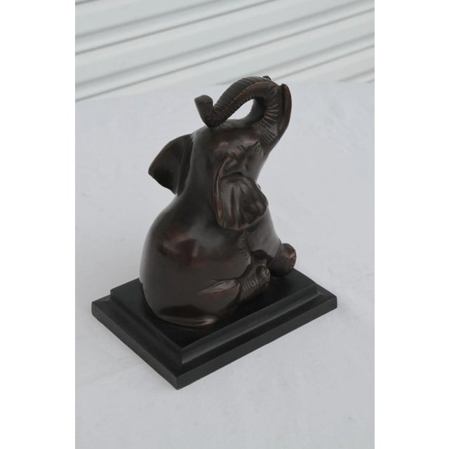 VTG Pair of Bronze Art Deco Baby Elephant Book Ends For Sale - Image 14 of 16