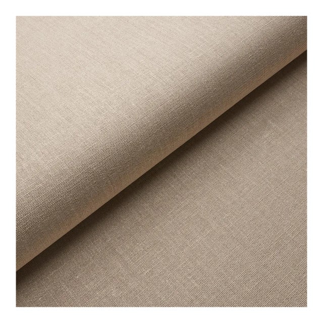 Sample - Schumacher Performance Linen Wallpaper in Flax For Sale