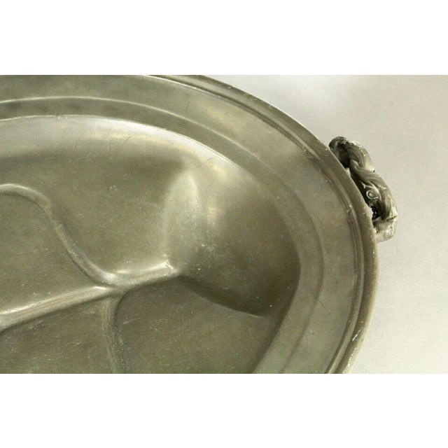 Gray C. 1851-1870 James Dixon & Sons Sheffield Large Pewter Warming Meat Dish For Sale - Image 8 of 13