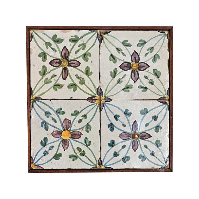 Wood Framed Set of 18th Century Portuguese Tiles For Sale - Image 7 of 7