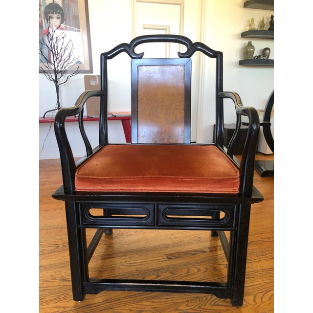 Black 1970s Century Chair Company Large Asian Inspired Chair For Sale - Image 8 of 8