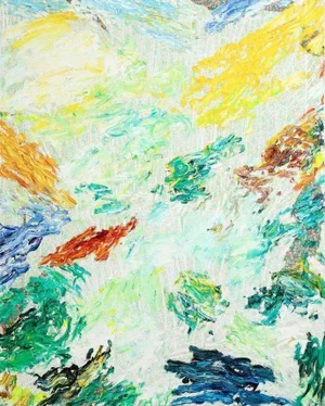 2017 “Green Wind” Abstract Expressionist Contemporary Painting on Mixed Media by Sebastian Vallejo