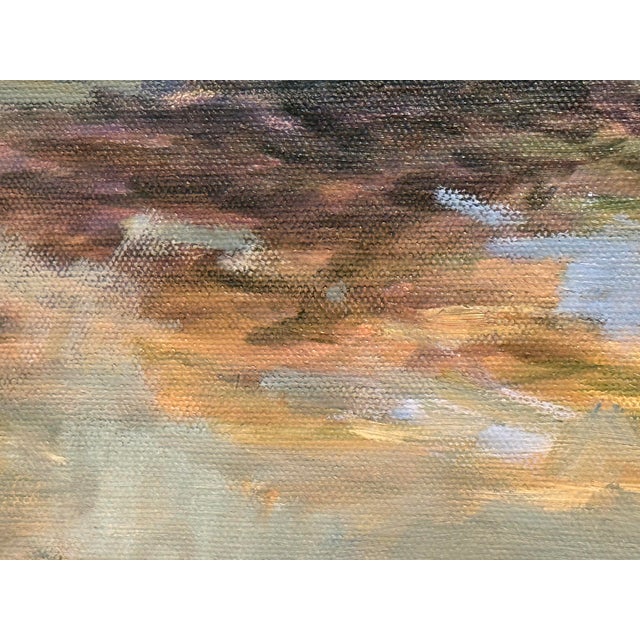 Pulich Oil on Canvas Landscape Painting of Creek + Pink Blossoms For Sale - Image 10 of 12