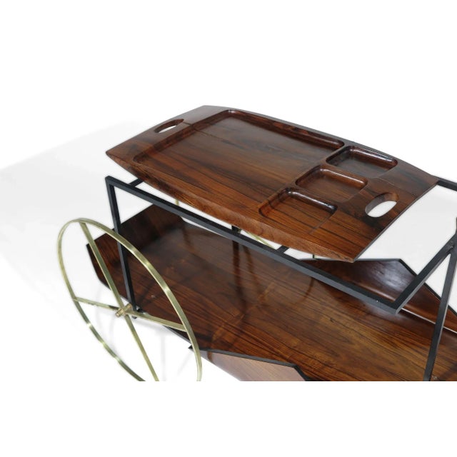 Mid 20th Century Jorge Zalszupin Carrinho De Chá Rosewood Bar Cart Trolley For Sale - Image 4 of 12