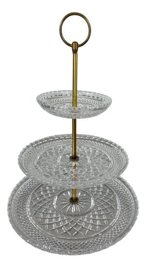 Vintage Crystal Three-Tier Cake Stand Serving Tray