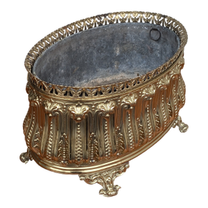 Late 19th Century Oval French Brass Jardiniere