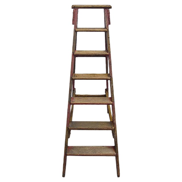Industrial Wooden Archive Ladder, 1950s | Chairish