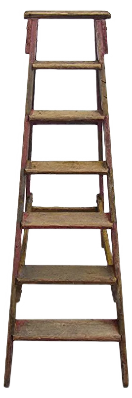Industrial Wooden Archive Ladder, 1950s