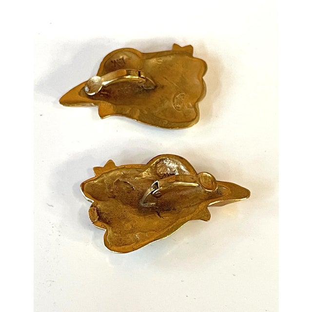 Pair of Bronze and Enamel Earrings Line Vautrin For Sale In Atlanta - Image 6 of 10