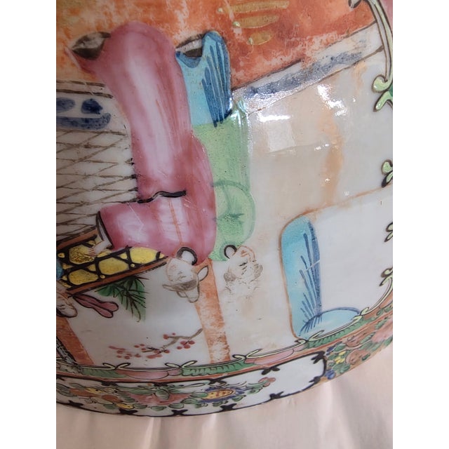 Large Antique Chinese Export Medallion Punch Bowl For Sale - Image 4 of 16
