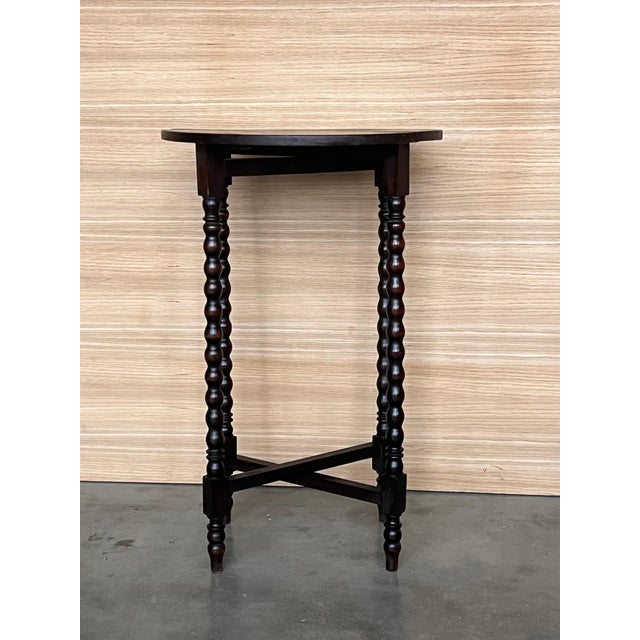 Round Folding Center Oak Table with Carved Top and Solomonic Legs, 1940s For Sale - Image 18 of 18