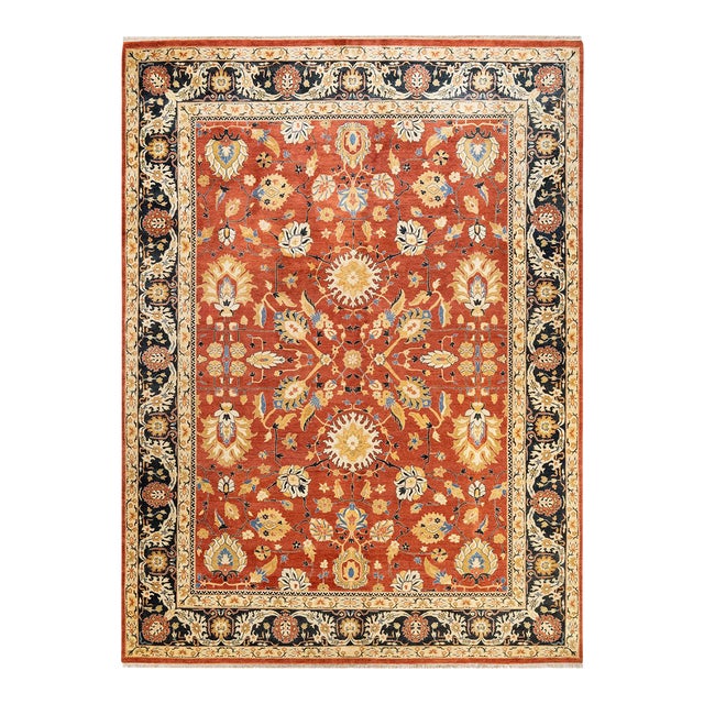 Mogul, One-of-a-Kind Hand-Knotted Area Rug in Orange, 9' 2" x 12' 5" For Sale