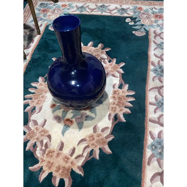 Chinese Cobalt Blue Monochrome Porcelain Vase. For Sale - Image 4 of 12