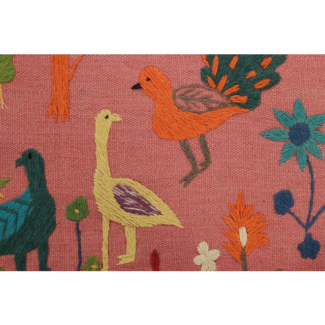 Traditional Rug & Kilim’s Suzani Style Kilim in Pink With Bird Pictorials and Florals For Sale - Image 3 of 7