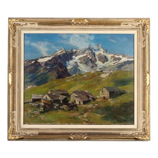 Riccardo Galli, balcony of Monte Rosa, Oil on Canvas, Framed For Sale