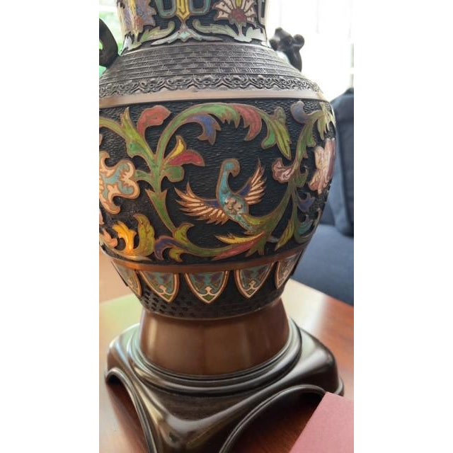 Japanese 1990s Wildwood Bronze Cloisonne Lamp #6129 - Display Model For Sale - Image 3 of 5