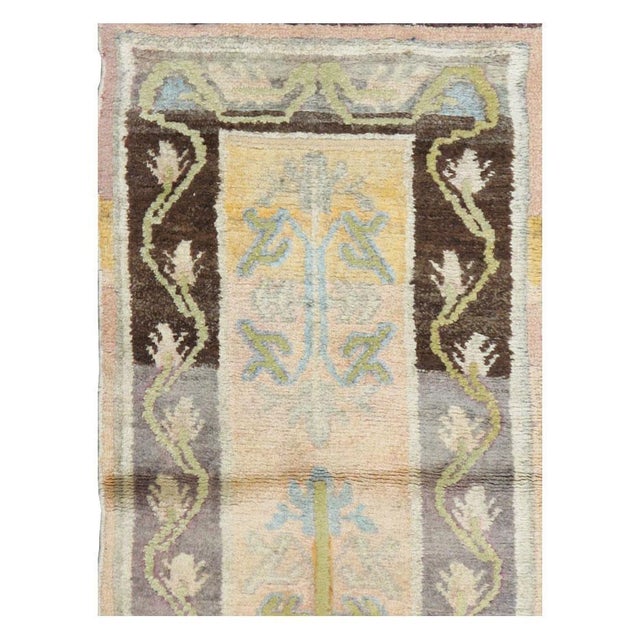 Arts & Crafts Galerie Shabab Collection Mid-20th Century European Inspired Handmade Khotan Runner For Sale - Image 3 of 9