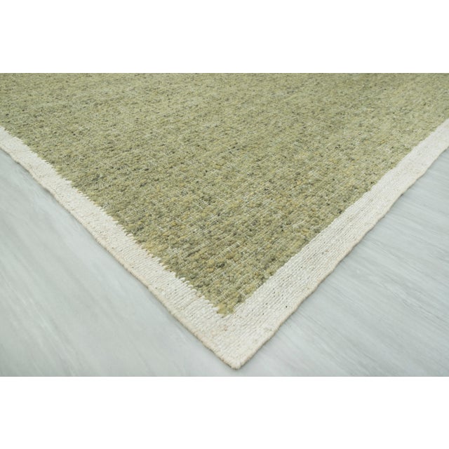 8x10 Natural Wool Jute Cream Green Solid Premium Rug For Sale - Image 10 of 17
