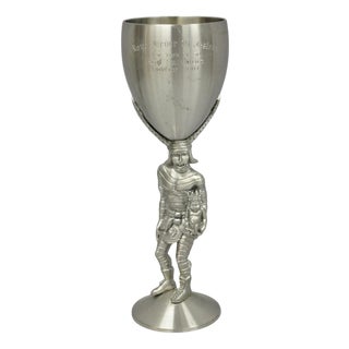 Vintage Royal Order of Jesters Figural Pewter Metal Mirth Is King Award Goblet For Sale