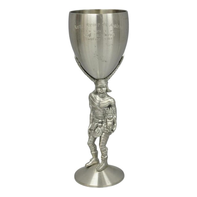 Vintage Royal Order of Jesters Figural Pewter Metal Mirth Is King Award Goblet For Sale