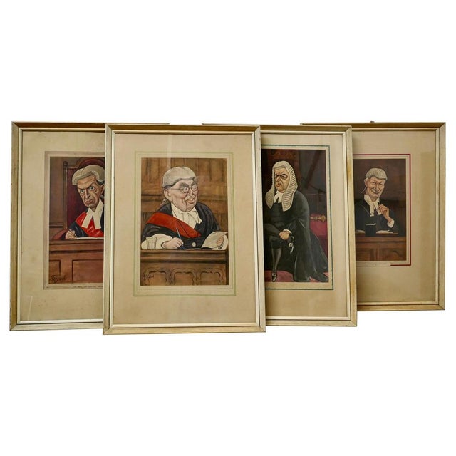1960s Sallo, Original Caricatures of Honourable Justices of Great Britain, 1960s, Prints, Framed, Set of 4 For Sale - Image 5 of 5