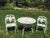 Fabulous shabby chic 3 piece aluminum patio bistro set. Paint is weathered and starting to flake. Patina is perfect! Right...