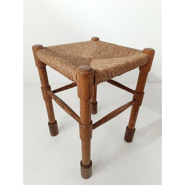 Italian Rustic Stool in Ash and Wicker by Vico Magistretti For Sale - Image 6 of 17