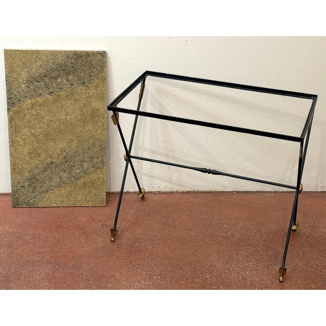 Beige Maison Jansen Style Gilt-Iron Arrow Motif Side Table, France, 1970s For Sale - Image 8 of 18