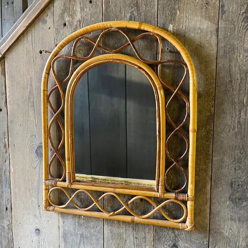 Arched Bamboo and Cane Mirror Wall Mirror For Sale - Image 5 of 8