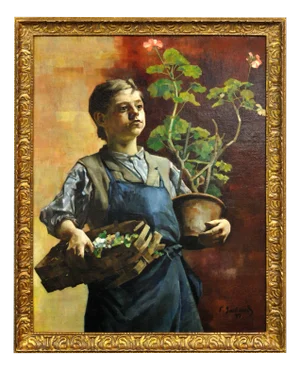 Francois Gailliard, Le Petit Jardinier with Geraniums, 1887, Oil on Canvas