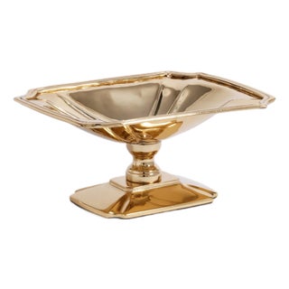Lucente Polished Footed Serving Dish, Gold For Sale