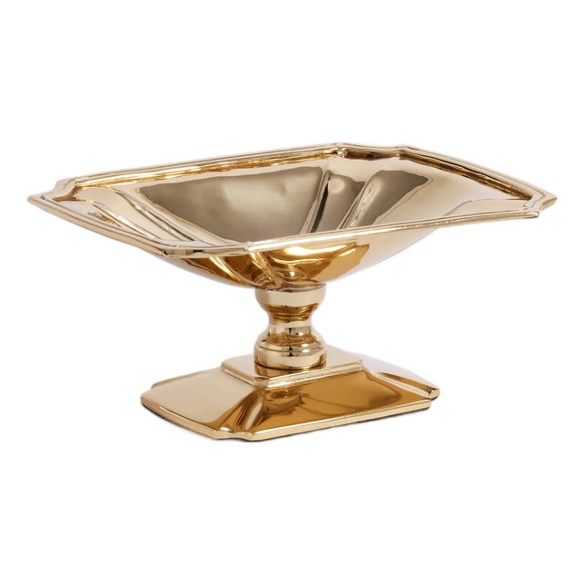 Lucente Polished Footed Serving Dish, Gold For Sale