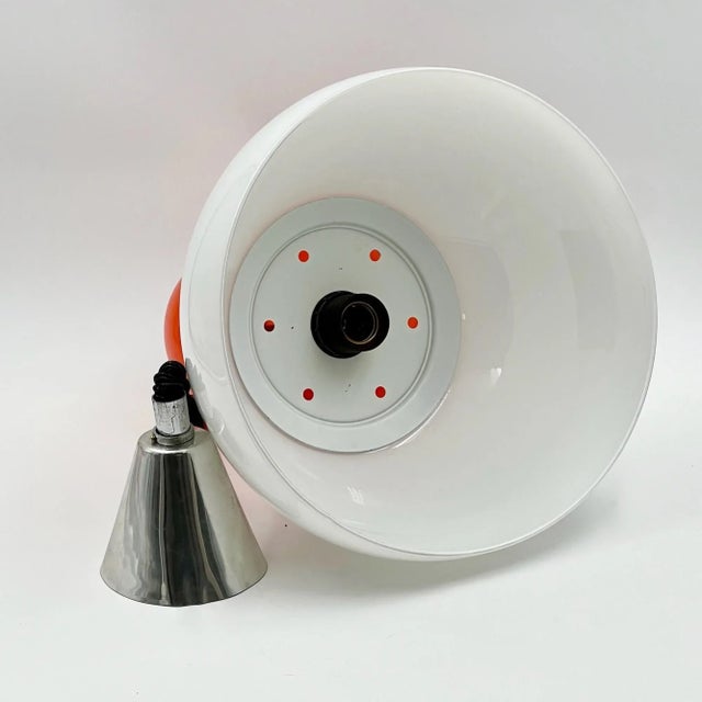 1960s Vintage Pendant Light in Opaline Orange and White Glass, Italy, 1960s For Sale - Image 5 of 11