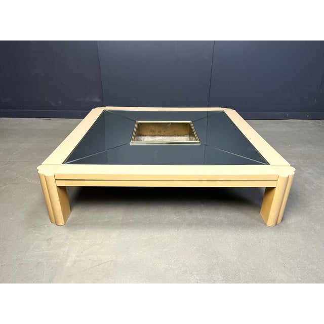 Hollywood regency coffee table with bar/plant compartment designed by Late french actor/designer Alain Delon for Maison...