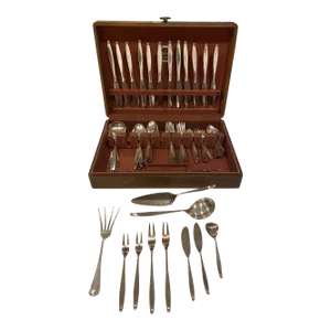 Vintage 1980's Wilkens Flatware , Serving Set and Silver Chest- 83 Pieces