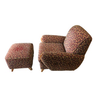 Contemporary Heywood-Wakefield ‘Margaret’ Chair & Ottoman - 2 Pieces For Sale