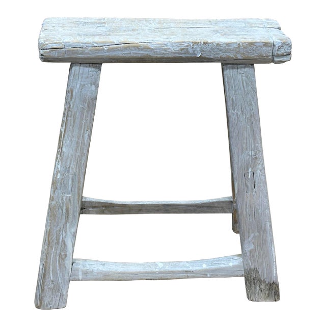 Rustic Raw Rough Wood Grain Rectangle Slim Stool Bench Side Table ...