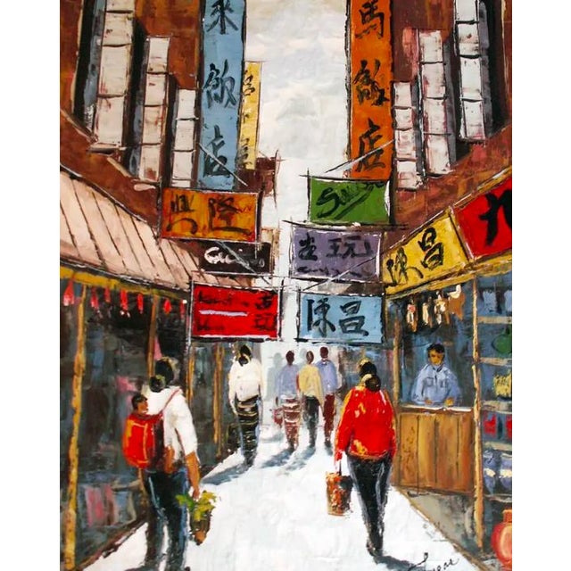 Late 20th Century Portraiture Oil Painting "l.a, Chinatown Back Alley" Signed Vargas For Sale In Seattle - Image 6 of 6