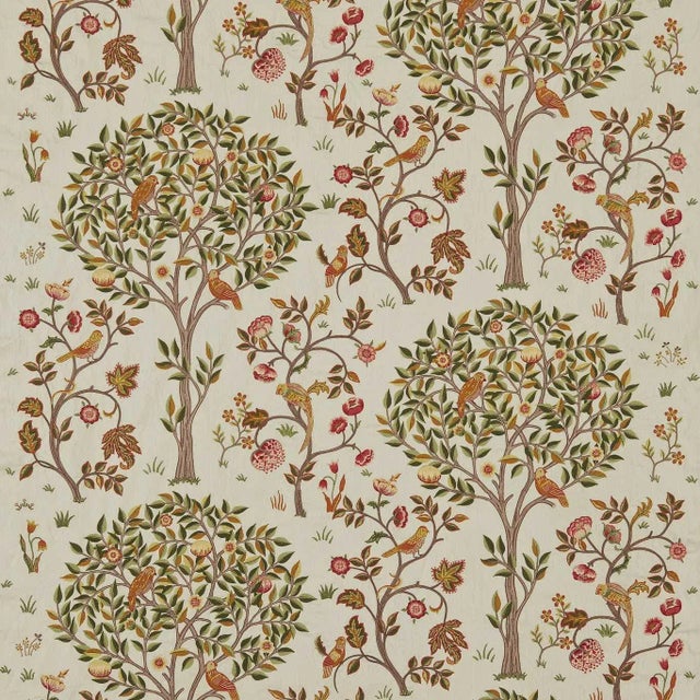 Morris & Co Kelmscott Tree Fabric in Russet/Artichoke - a Sample For Sale