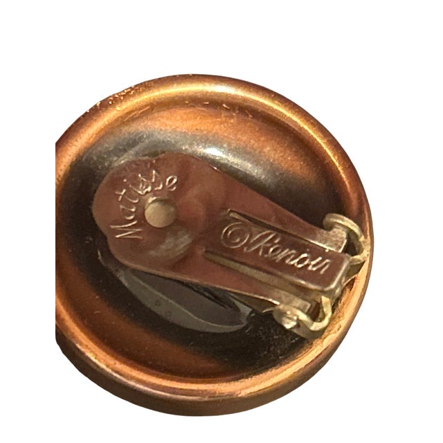 Metal Vintage 1950s Matisse Renoir Copper Enamel Earrings, A Pair For Sale - Image 7 of 8