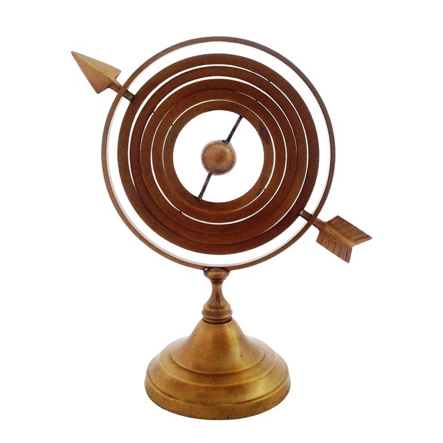 Metal Vintage Handmade Brass Armillary Sphere With Sundial Arrow For Sale - Image 7 of 10