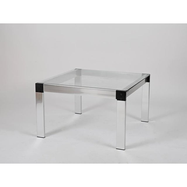 Square Coffee Table in Aluminum and Glass by Gae Aulenti, Italy, 1970s For Sale - Image 3 of 12