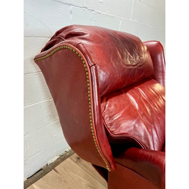 Napoleon III Style Leather Wingback Recliner Library Armchair For Sale In New York - Image 6 of 12