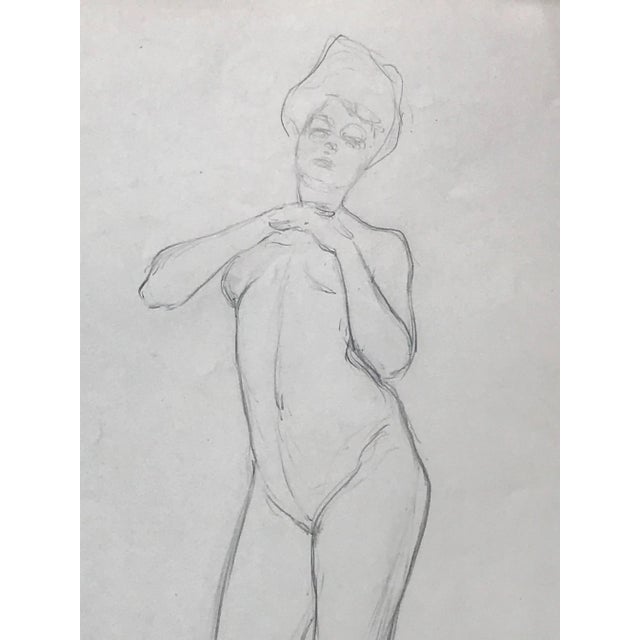 Original Vintage Art Nouveau Nude Figural Drawing by Charles Sheldon For Sale - Image 4 of 6