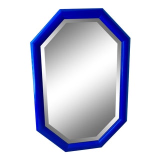 Late Mid-Century Wood Octagonal Beveled Mirror by Carolina Mirror Company For Sale