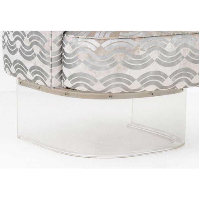 Late 20th Century Modern Gray Velvet Swivel Tub Chairs, Pair For Sale - Image 5 of 6