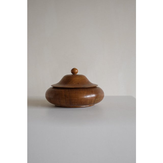 Brown Handcrafted Wooden Lidded Bowl For Sale - Image 8 of 8