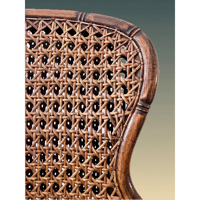 Vintage French Double Caned Wicker Armchair / Side Chair For Sale - Image 10 of 15